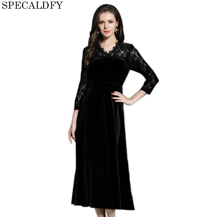 Long velvet v neck dress women manufacturers china