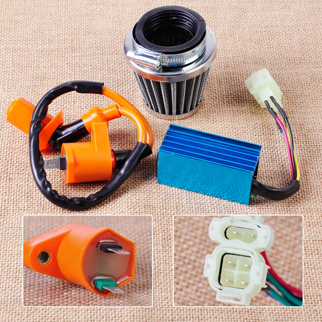 3 PCS//lot Universal Fuel Gas Filters filtro de aceite para Scooter Motocicleta para KART para ROKETA para TAOTAO-Orange