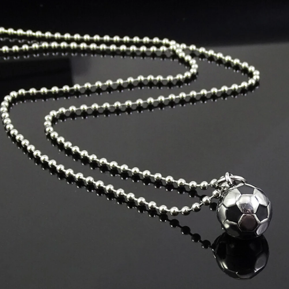 Titanium Steel Fitness Football Pendant Necklace Soccer Sport Jewelry