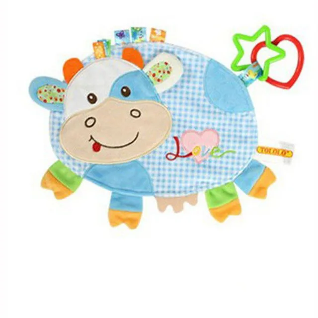 Горячая красочное детское супер-мягкое плюшевое комфортное Кукольное ярлыки с животными полотенце погремушки многофункциональные игрушки детское полотенце G0309 - Цвет: Cow
