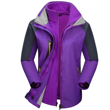 LoClimb зимняя походная одежда для мужчин и женщин, водонепроницаемые флисовые куртки для альпинизма, дождевики, уличная Лыжная спортивная куртка, AM145 - Цвет: women purple