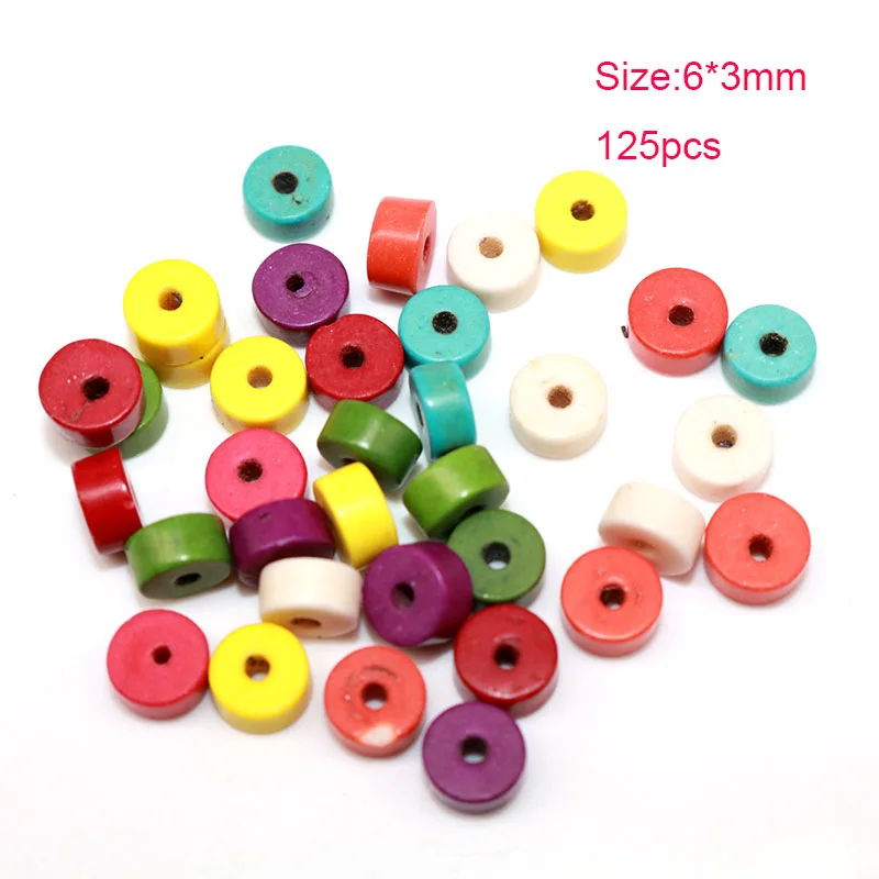 

125pcs Mixed Spacer Beads Artificia Coral stone Beads Round Loose Beads for Jewelry Making Accessories 6*3mm Handmade Craft