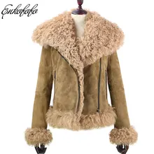 Зимняя куртка из свиной кожи, натуральная кожа, Женская куртка в Корейском стиле, Лоскутная большая лампа, меховой воротник, обтягивающие короткие топы, парка, пальто из натурального меха