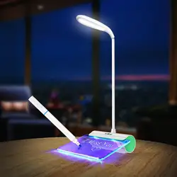 Уникальный дизайн сообщение флуоресцентные пластины светодиодный настольная лампа Регулируемый Перезаряжаемые USB Чтение Touch Сенсор