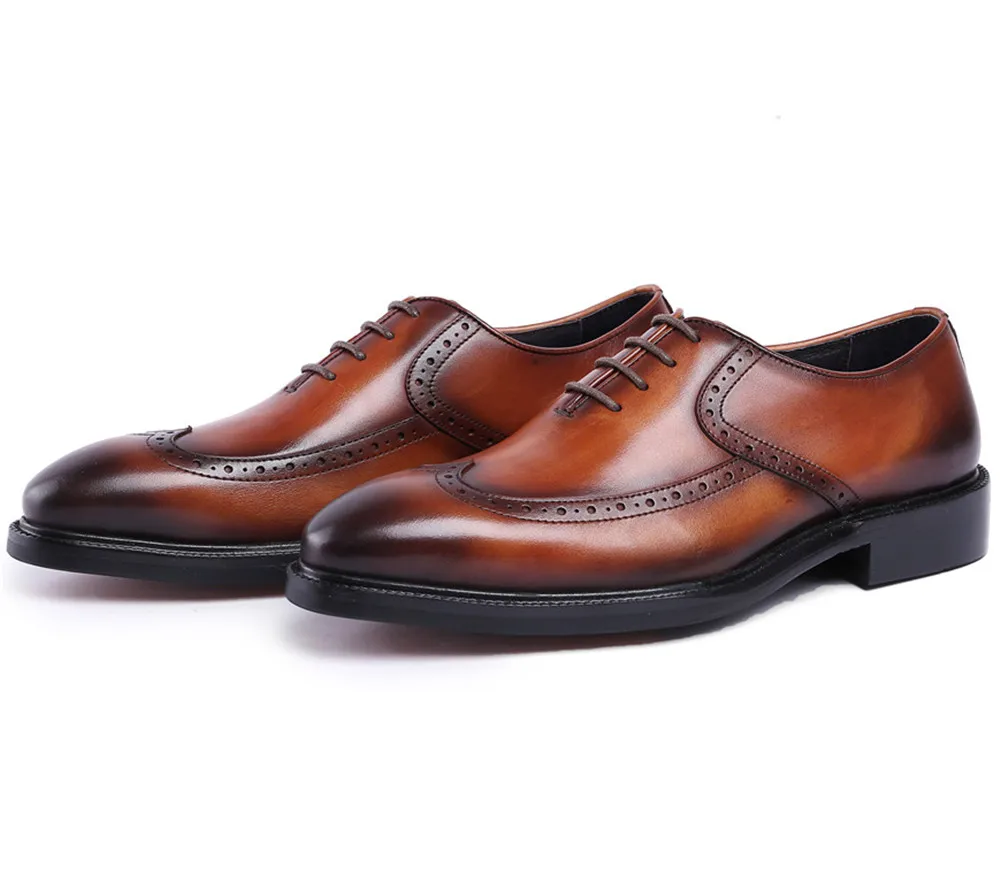Модные черные/коричневые туфли Goodyear Welt оксфорды для мальчиков свадебные из