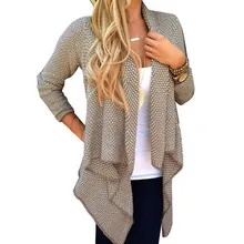 Новинка Зимы, женские толстые свитера с длинным рукавом, кардиганы, повседневный однотонный ассиметричный вязаный свитер, верхняя одежда, зимнее пальто