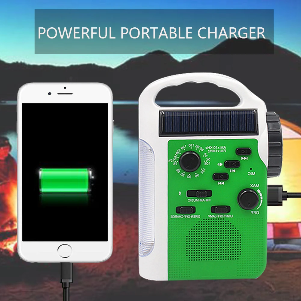 

7 In 1 Flashlight Emergency Solar Radio Multifunction Led Reading Lamp Outdoor Speaker AM/FM Bluetooth TF Card Hand Crank