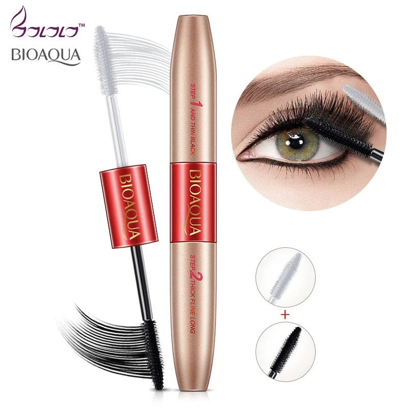 

BIOAQUA Brand Mascara Double Ended White Black 3D Fiber Waterproof Thick Lash Lengthning Curling Nutural Eyelash Enhancer MakeUp