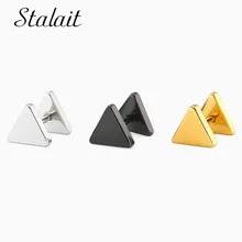 Модные Простые изысканные треугольные Двухсторонние серьги из титановой стали гипоаллергенные серьги из нержавеющей стали