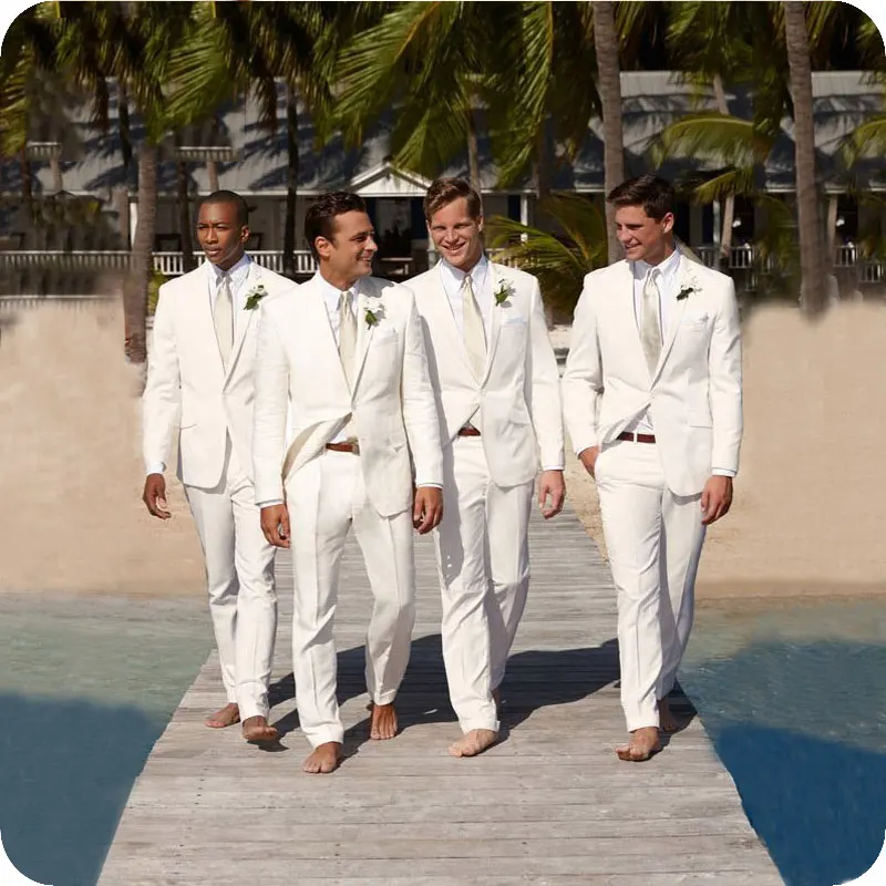 Traje de lino de marfil hombre, Blazer ajustado informal, esmoquin a medida, traje de 2 piezas, para la playa, Verano _ - AliExpress Mobile