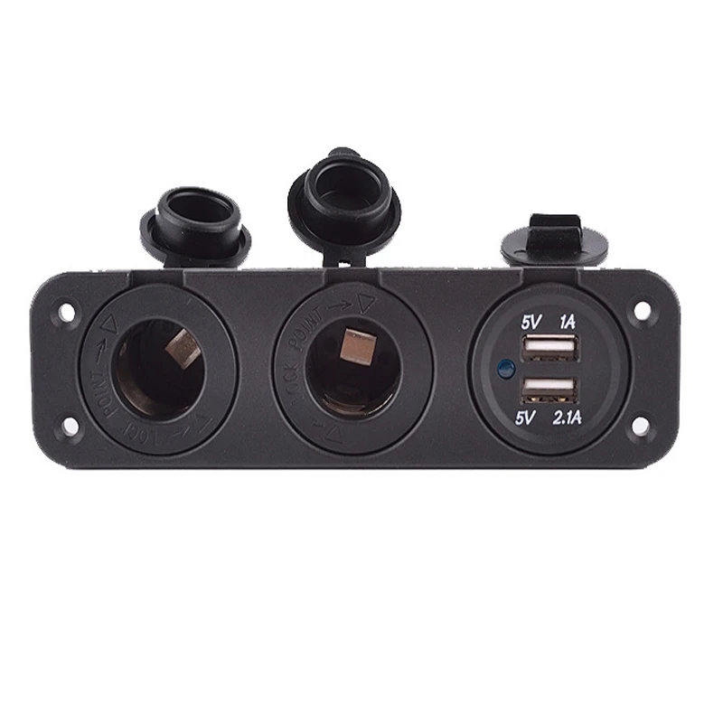 12V 24V Motorcycle Cigarette Lighter Socket Panel Waterproof 3.1A Dual USB Car Charger RV