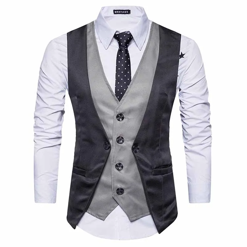 Мужской жилет для костюма, мужской топ для мальчиков, популярный товар, модная деловая повседневная одежда, мужской жилет, одежда, горячая распродажа - Цвет: Темно-серый