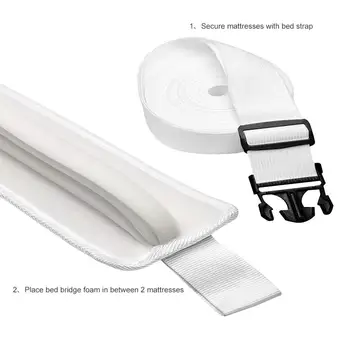 

Bed Bridge Twin To King Converter Kit, Mattress Extender Set To Fill In Gap,Memory Foam Filler Pad And Connector Strap For Guest