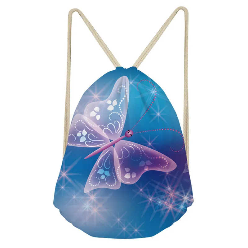 Модный шнурок thick сумка с 3D принтом бабочки Mochila Feminina Drawstring Рюкзак Женский Повседневный Рюкзак для девочек - Цвет: As pictures
