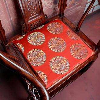 Роскошная квадратная подушка для офисного стула с цветами, китайские шелковые подушки для стула, коврик для стула - Цвет: Красный