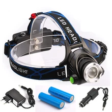 8000 Lumen Headlight Bike Lamp LED CREE XM-L T6 Headlamp Bicycle Head Light Lamp+ 2* 18650 Battery + Charger+Car Charger