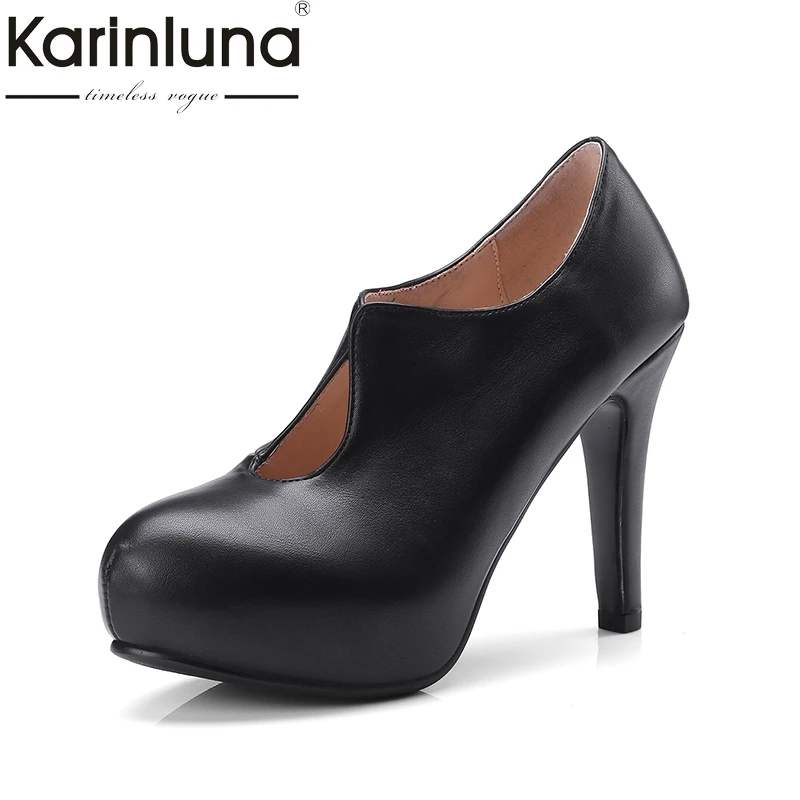 

Karinluna Top Quality Big Size 34-43 Thin High Heels Spring Summer Shoes Women Pumps Sexy Platform Slip On Shoes Woman