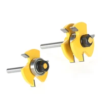 groove כרסום 2pcs 3/4" לניירות 1/4" שאנק לשון Groove נתב Bit Set 3 שיניים T צורת עץ כרסום קאטר כלים לעיבוד עץ + קופסה לאחסון (4)