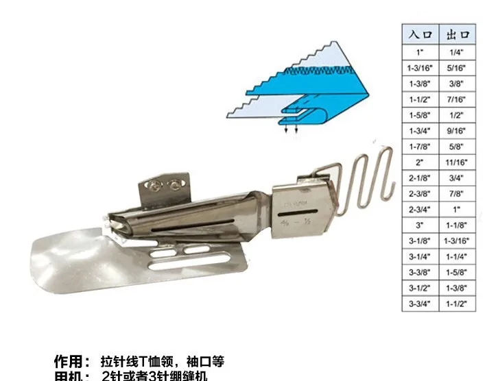 K712NA(B) Папка-лента Размер 1-5/"- 1/2" Двойная обертка Хеммер используется для 2 или 3 иглы крышка стежка машина папка Dayu 104