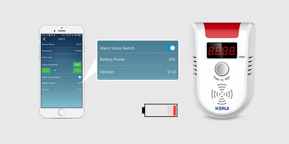 KERUI Wi-Fi приложение голосовые подсказки детектор утечки горючих газов Сигнализация дисплей экран беспроводной безопасности газовый датчик сигнализации