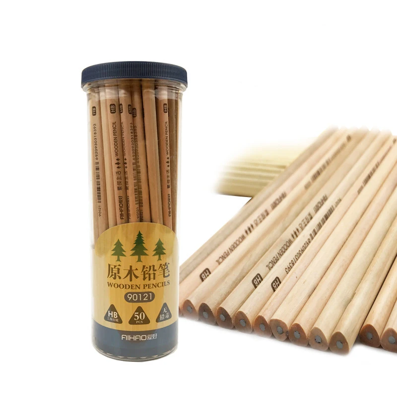 50 pz/scatola hb matita standard di legno grezzo insieme per i ... Matite legno grezzo