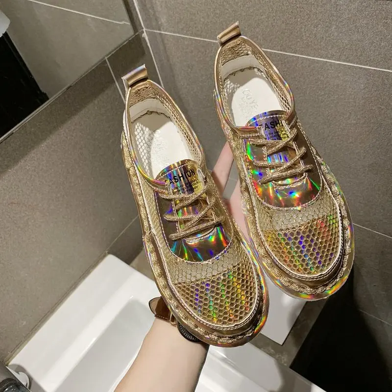 

QIUBOSS Fast delivery Women casual shoes mesh breathable sneaker tenis feminino shoes woman sneakers bling