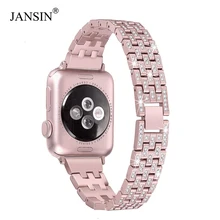 Женский бриллиантовый ремешок для часов Apple watch 38 мм 42 мм 40 мм 44 мм браслет из нержавеющей стали ремешок для iWatch серии 5 4 3 2 ремешок
