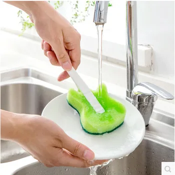 

Fashion Guitar shape Magic Sponge Brush Double side cleaning brush Kitchen Home Washing Cleaning Cleaner Tool