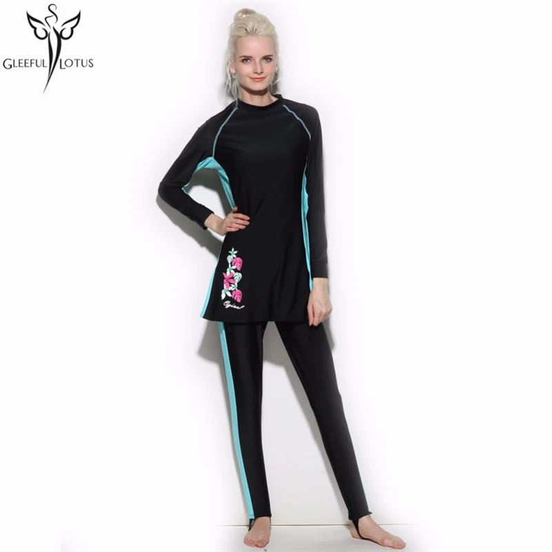 

islamic modest Muslim swimsuits pakistani swimwear muslim fashion for Women wear adult Arab Beach Wear high waist hijabs clothes
