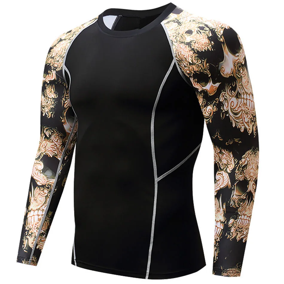 Мужская футболка Rashguard дышащий с длинным рукавом боксерские майки Muay Thai футболки фитнес-Спорт тенниска Bjj печать Тигр топы