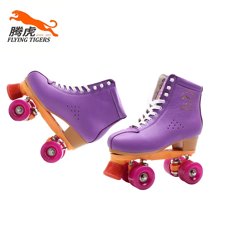 

Purple leather double-row roller skates slip outdoor adult men and women Roller shoes