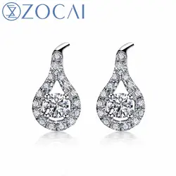 ZOCAI БРЕНД Diamond серьги стержня Настоящее Сертифицированный Main Diamond 0,19 CT H/SI 18 К из белого золота (AU750) обручение вечерние серьги