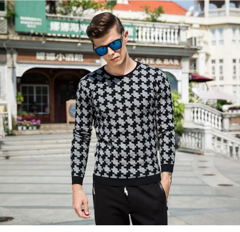 AIRGRACIAS новое поступление мужские модные пуловеры с узором хлопок мужские повседневные пуловеры с круглым вырезом и длинными рукавами свитер