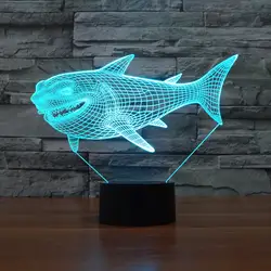 Новый в форме акулы Usb 3D свет красочный сенсорный светодиодный визуальный свет подарок атмосферная настольная лампа