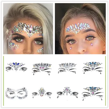 

2019 The new acrylic crystal tattoo face pressed drill masquerade decoration festival beauty makeup face post drill the eyebrows
