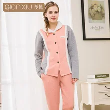 Пара пижамные комплекты зимние пикантные, пижама с длинными рукавами с лацканами для взрослых Onesie Пижама Femme Удобная теплая одежда пижама женская