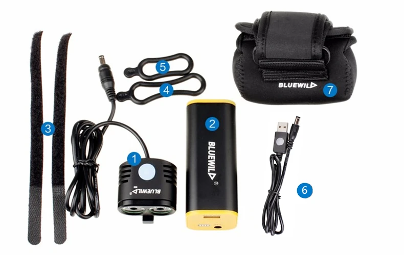 Top BLUEWILD Bicycle Light 2x CREE XML T6 Lamp Bike Light 10400mAh Waterproof Battery Pack Power Bank USB Charge for Phone Speaker 28