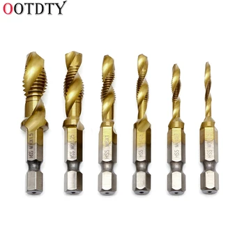 

OOTDTY New M3-M10 Hex Shank Titanium Plated HSS Hand Screw Thread Metric Tap Drill Bits
