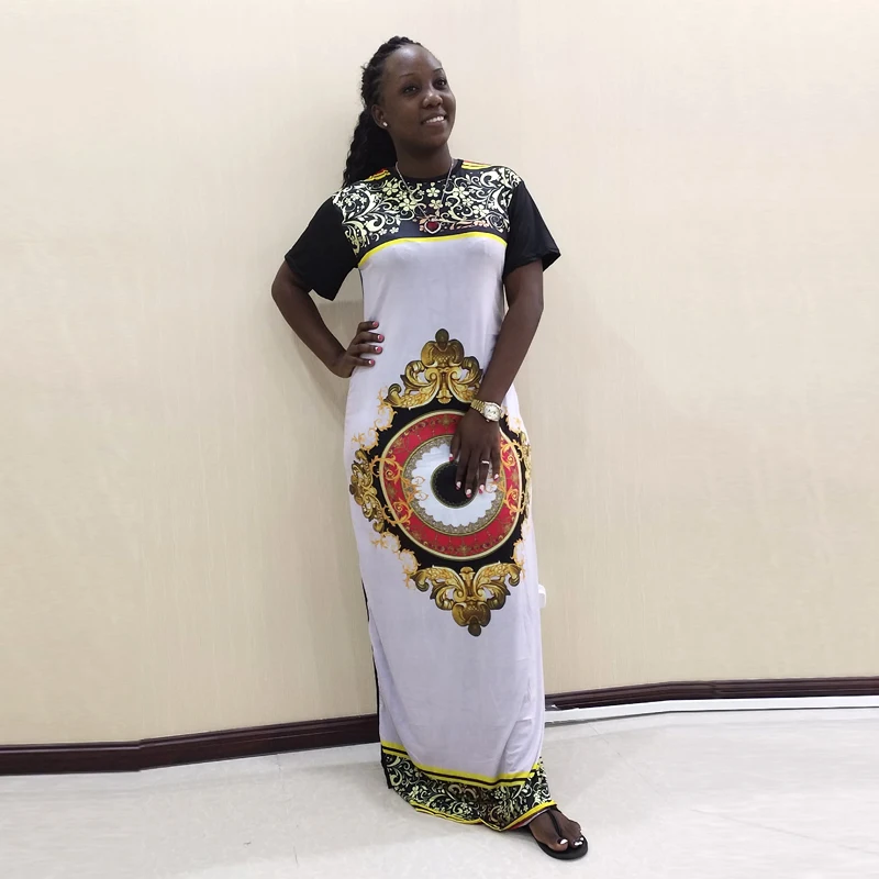 

2019 New African Traditional Print Dresses For Women Polyster Fashion Casual Ladies Clothing