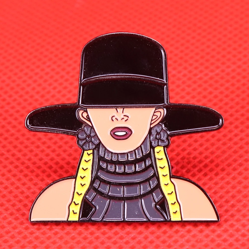 

Trendy girl enamel pin sexy women brooch black hat lapel pin fashion ladies jewelry gift shirts backpack accessory