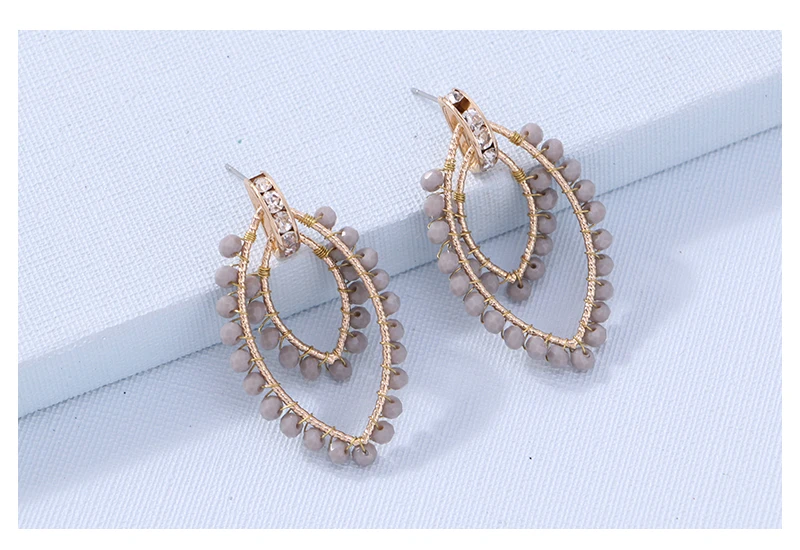 Badu Geometric Stud Earrings for Women Crystal Crochet Big Statement Earring for Party Elegant Fashion Jewelry Dropshipping