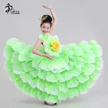 Необычные танцевальные Сценические костюмы для девочек платье для выступлений сценическая танцевальная одежда танец фламенко для девочек