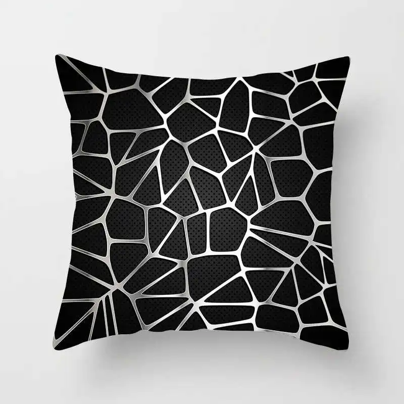 Nordic black and white geometric plaid stripes cushion cover (9)