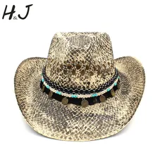 9 Women Men Straw Western Cowboy Hat Handmade Weave Lady Dad Sombrero Hombre Cowgirl Jazz Caps Bohemian Tassel Band Size 56-58CM