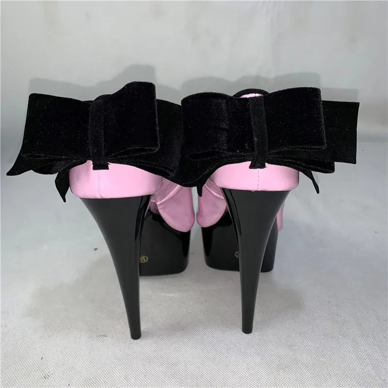 bow open toe bride wedding shoes princess banquet formal dress shoes 15cm ultra high heels 6 inch bowtie sexy single shoes