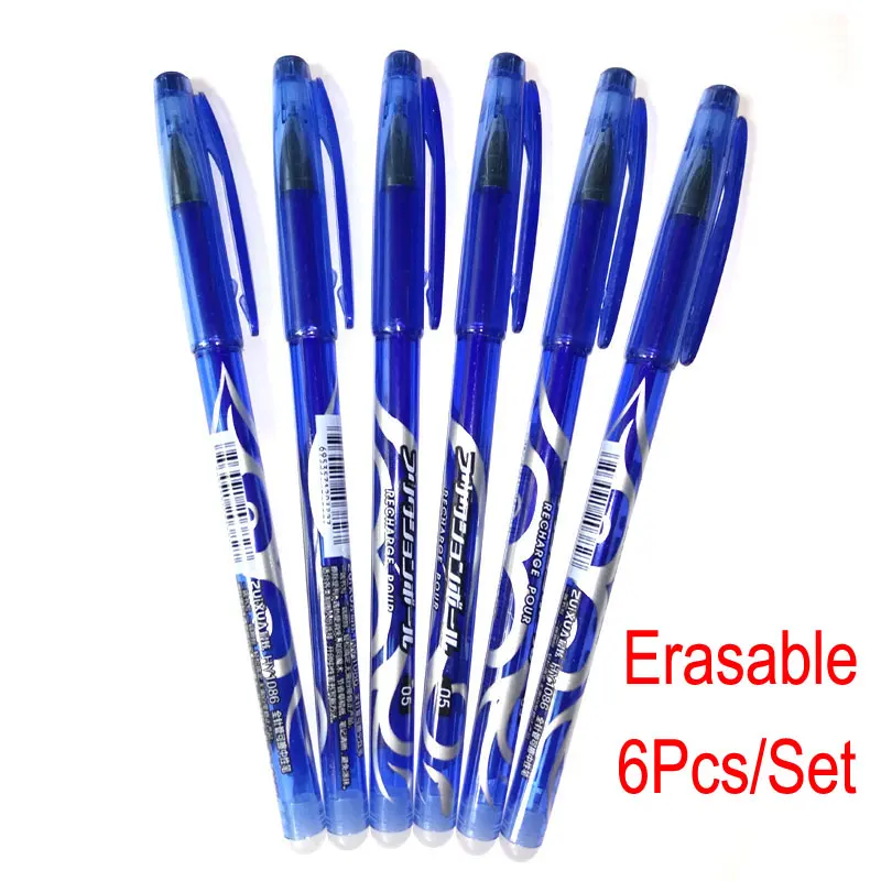 

DELVTCH 6pcs/set 0.5mm Erasable Pen Blue/Black/Red Erasable refill Gel Pen 3 Colors Avaliable for Children's Gift Office Student