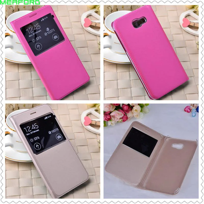 

case For Samsung A7 2017 case original view window Leather Capa Book Stand Phone Cover carcasa For Samsung Galaxy A720 case
