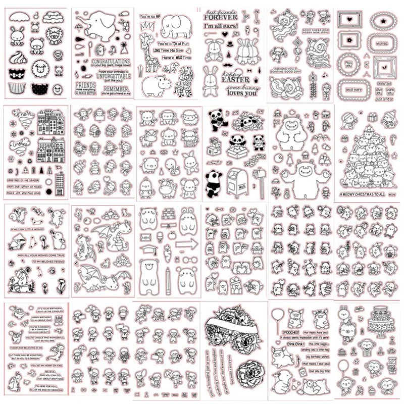 

ME Small Pigs Rabbits Monkey Pandas Animal Transparent Clear Stamps for DIY Scrapbooking Paper Card Making Decorative Crafts 4*6