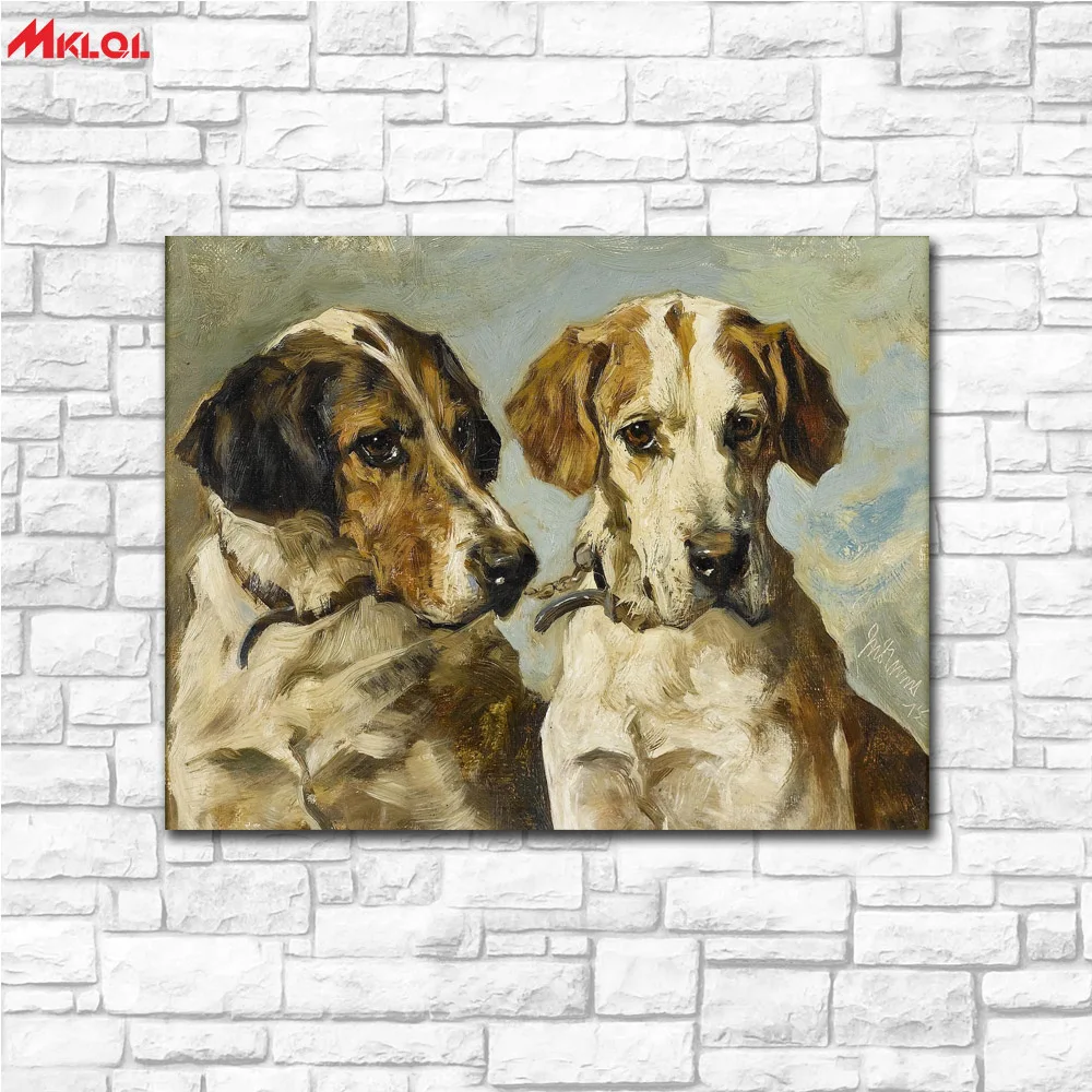 Aliexpress.com : Buy Large Wall Art two dogs Canvas Painting For Living