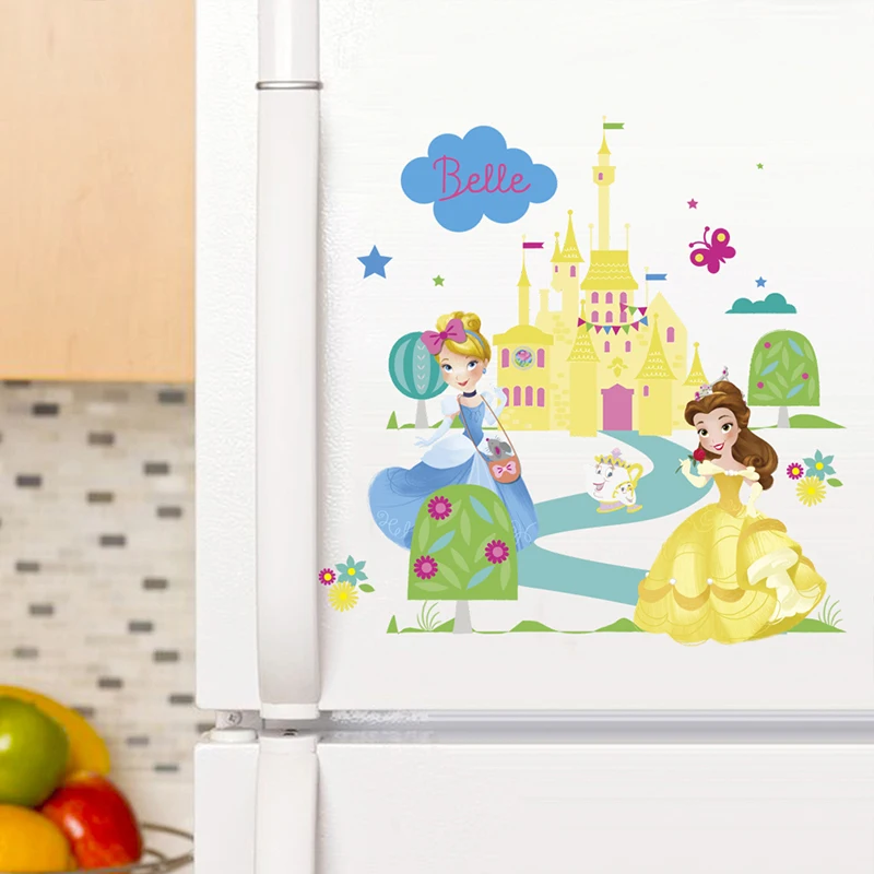 Disney Cinderella Ariel Snow White Princess Wall Stickers Girl's Room Home Decor Cartoon Mural Art Kids Wall Decals PVC Poster